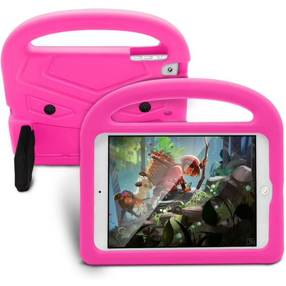 HSHStar Enfants Cas pour iPad Mini 5, Silicone Cas iPad Mini 4, Doux et Durable EVA Facile à Tenir Poignées Stand Résistant aux Chocs Cas de Protection pour iPad Mini 5 4 3 2 1 (iPad Mini, Rose Rouge)