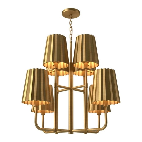 CH528830AG-Alora Lighting-Plisse - 8 Light Chandelier-25.88 Inches Tall and 30 Inches Wide-Aged Gold Finish    -Traditional Installation