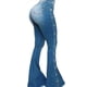 thumbnail image 2 of Plus Size Casual Jeans, Women's Plus Solid Button Fly High Rise High Stretch Button Decor Bootcut Jeans, 2 of 4