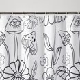 thumbnail image 5 of 70s Retro Boho Floral Psychedelic Shower Curtain in Yellow Orange, Funky Mushrooms Flowers and Eyes Trippy Hippie Vintage Fabric Shower Curtain Set Cottage-core Abstract Aesthetic Bathroom Decor, 5 of 6