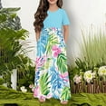 thumbnail image 2 of QQAMB Dresses for Girl Summer Lightweight Floral Printed Crewneck Short Sleeve Loose Midi Dresses,7 Years, 2 of 5
