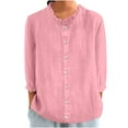 thumbnail image 2 of Sevevn Women's New 3/4 Sleeve Lace Neckline Solid Color Pullover Casual Top Savings Up to 30% Off Pink S, 2 of 6
