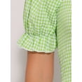 thumbnail image 5 of DARING DIVA Women's Smocked Crop Gingham Blouse Top S Green, 5 of 7