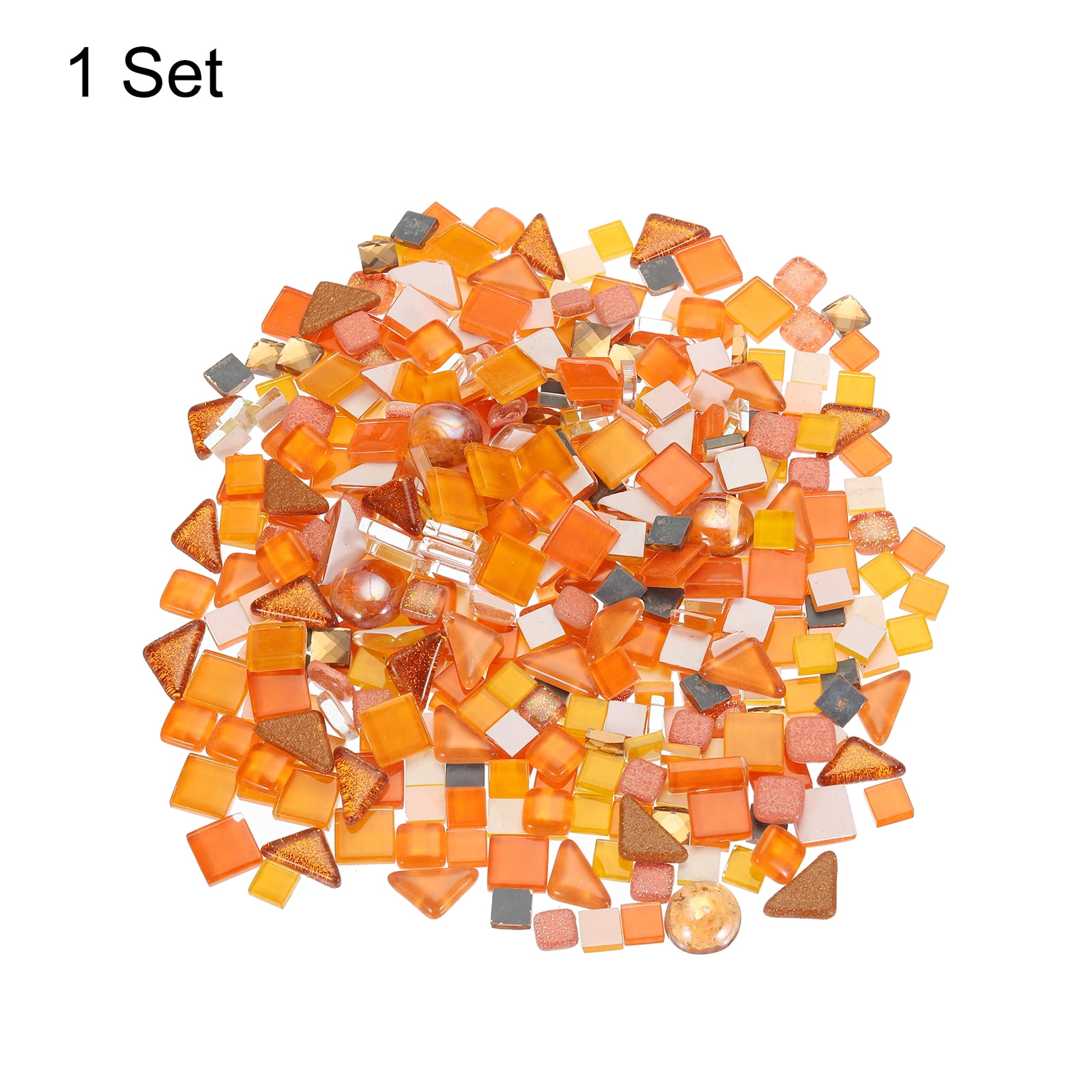 500g Irregular Crystal Glass Mosaic Tiles, Craft Tiny Mosaic Tiles Bulk for Craft DIY Art Project Orange Series