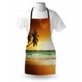 thumbnail image 3 of Tropical Apron Palm Trees over Wavy Ocean Sandy Beach and Dramatic Sky Exotic Vacation, Unisex Kitchen Bib Apron with Adjustable Neck for Cooking Baking Gardening, Amber Green White, by Ambesonne, 3 of 3