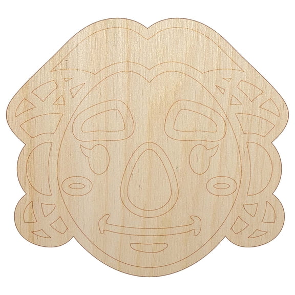 Dwarf Female Character Face Wood Shape Unfinished Piece Cutout Craft DIY Projects - 4.70 Inch Size - 1/8 Inch Thick