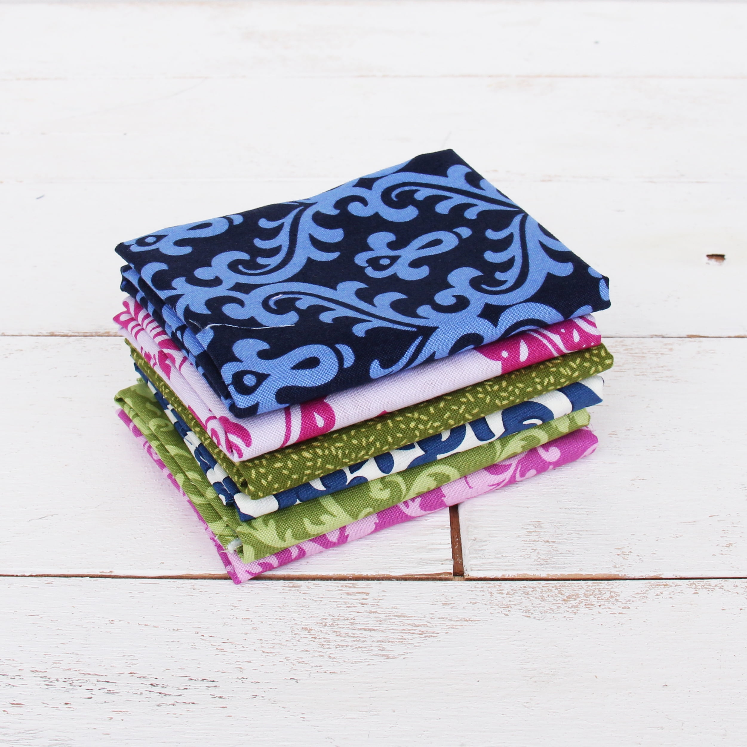 Threadart 6 Fat Quarter Bundles Grab Bags - Cool Colors 100% Cotton Fabric - Major manufacturers including Moda, Riley Blake, Robert Kaufmann - No Duplicates - Full Size Fat Quarters 18'x21'