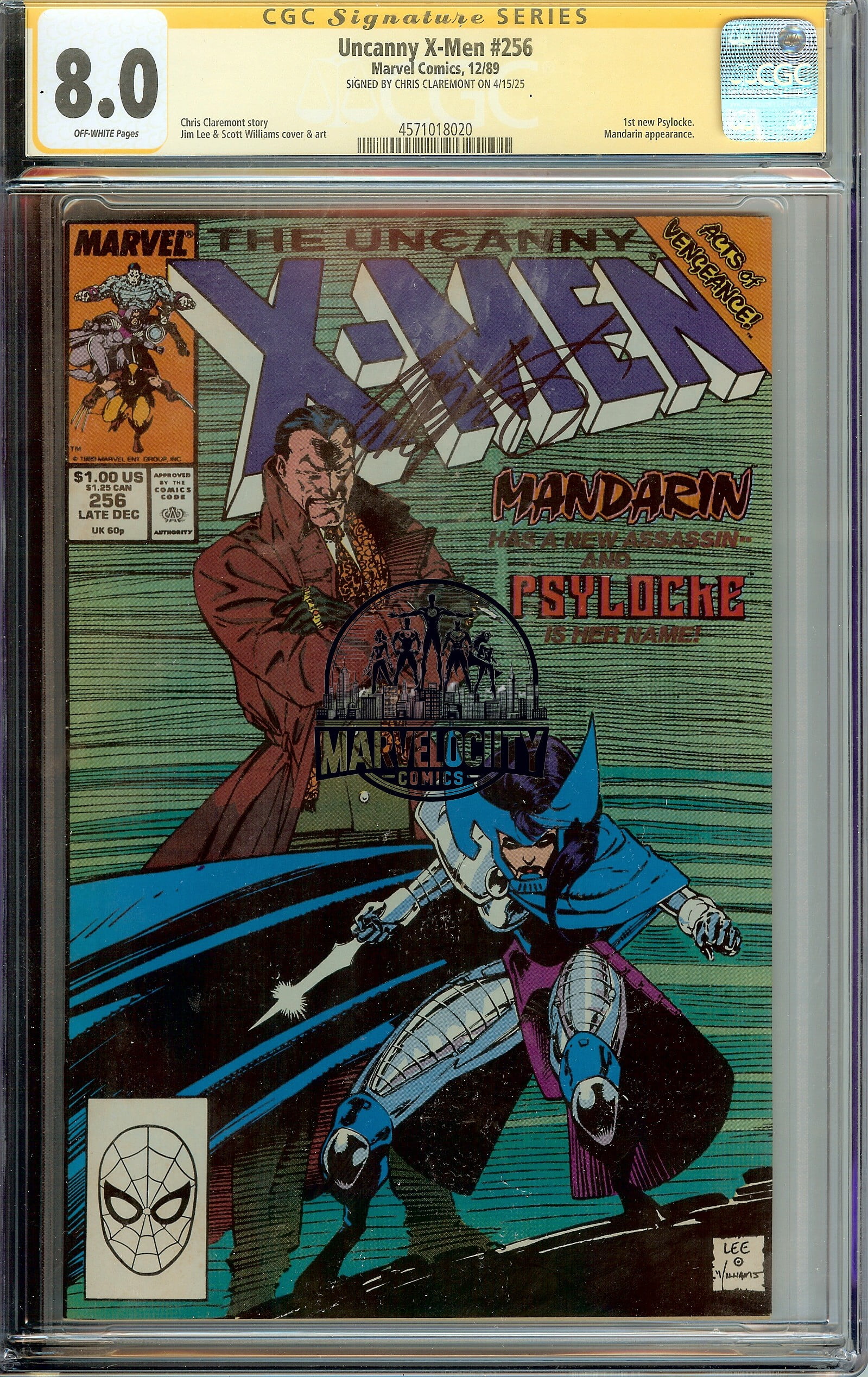 Uncanny X-Men #256 CGC 8.0 Signed Chris Claremont