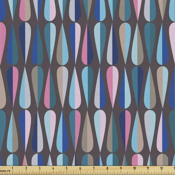 Mid Century Upholstery Fabric by the Yard, Modern Style Retro Pattern
