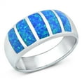 thumbnail image 1 of All In Stock Blue Simulated Opal Five Bars Statement Ring Sterling Silver Size 10, 1 of 3