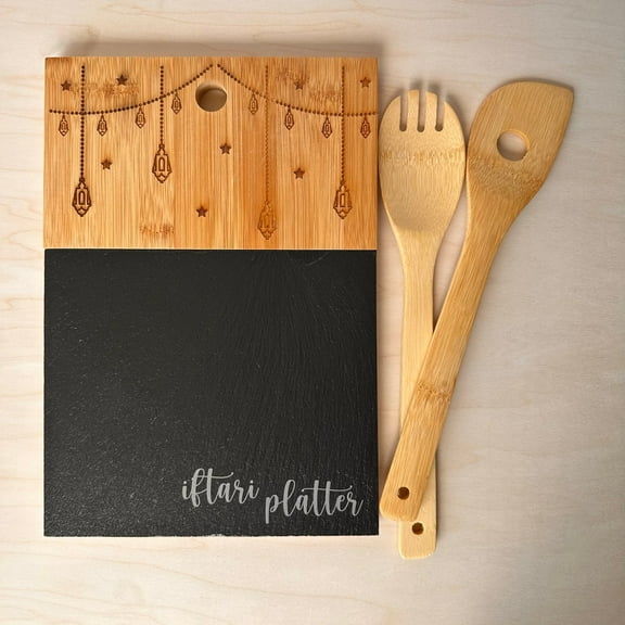 Ramadan Iftari Platter | Slate Board | Acacia Ramadan Serving Tray | Iftar Platter & Tray