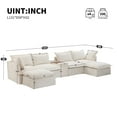 thumbnail image 3 of 131'' Modular Sectional Sofa with Charging and Console, U Shaped Chenille Cloud Couch with Cup Holders and Hidden Storage, Oversized 6 Seat Sofa for Living Room, Beige, 3 of 9