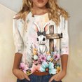 thumbnail image 1 of Xuyuer Happy Easter Family Matching Shirt Women Easter Sunday T-Shirt Leisure Print Round Neck Three Quarter Sleeve 3/4 Sleeve T-shirt Loose Cute Tie Dye Bunny Graphic Tee, 1 of 5