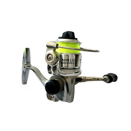 Toudaret 1 Pcs Mini Fishing Reel High Strength Throwing Stability Anti-bombing Angling Metal 100 Type Spinning Reel with Line Outdoor Fishing