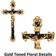 thumbnail image 6 of Golden Brown Epoxy Wall Cross Crucifix with Gold Toned Floral Details, Religious Home Decor, 10 Inch, 6 of 6