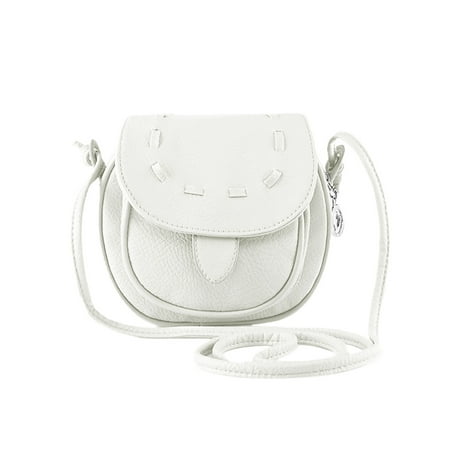 - Unique Bargains Women's Flap Top Contrast Stitching Faux Leather Crossbody Bags White