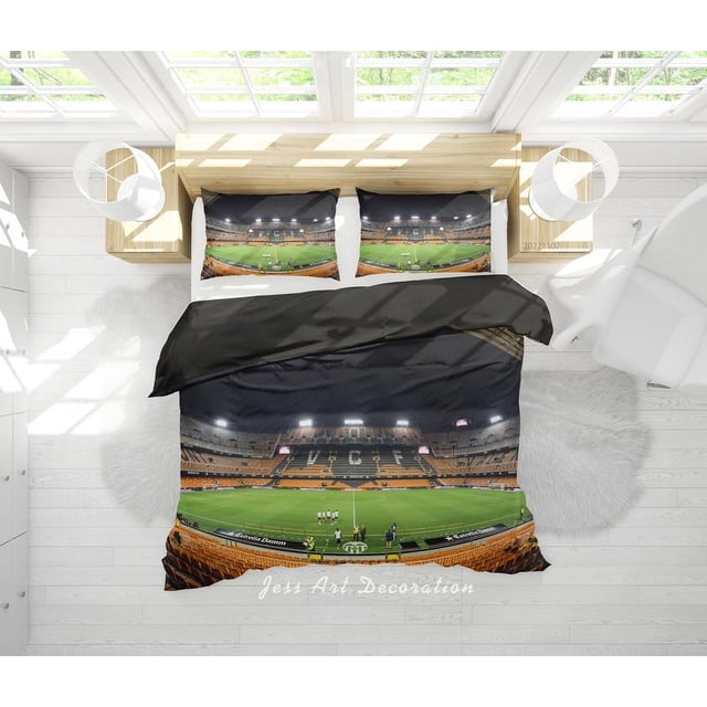 3D Valencia Football Field Spectator Seats Lamplight Quilt Cover Set Bedding