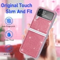 thumbnail image 3 of Dteck Case for Samsung Galaxy Z Flip4,Bling Glitter Leather Case Shockproof Hard PC Cover for Galaxy Z Flip4 5G,Pink, 3 of 5