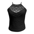 thumbnail image 4 of Dyfzdhu Halter Tank Tops for Women Crochet 2025 New Summer Hollow Lace Sleeveless Solid Color Vest Slim Crop Top Black, 4 of 6