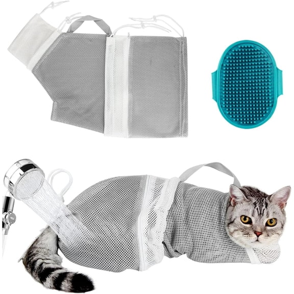 Cat Bathing Mesh Bag Anti Scratch Anti Bite Soft Durable for Cats & Dogs Restraint Grooming Nail Trimming Washing