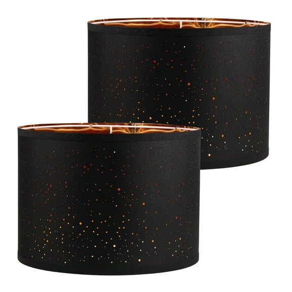 2Pcs Black Lamp Shades Set 13inch Drum Lampshades with Hollow Out Design Assembly Required Replacement Lamp Cover Multifunctional Lamp Shades for Table Lamp Floor Lamps Chandelier