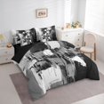 thumbnail image 2 of Homewish Gray Geometric 7-Piece Twin Bedding,Abstract Modern Bedding Comforter Set,Black Reversible, 2 of 8