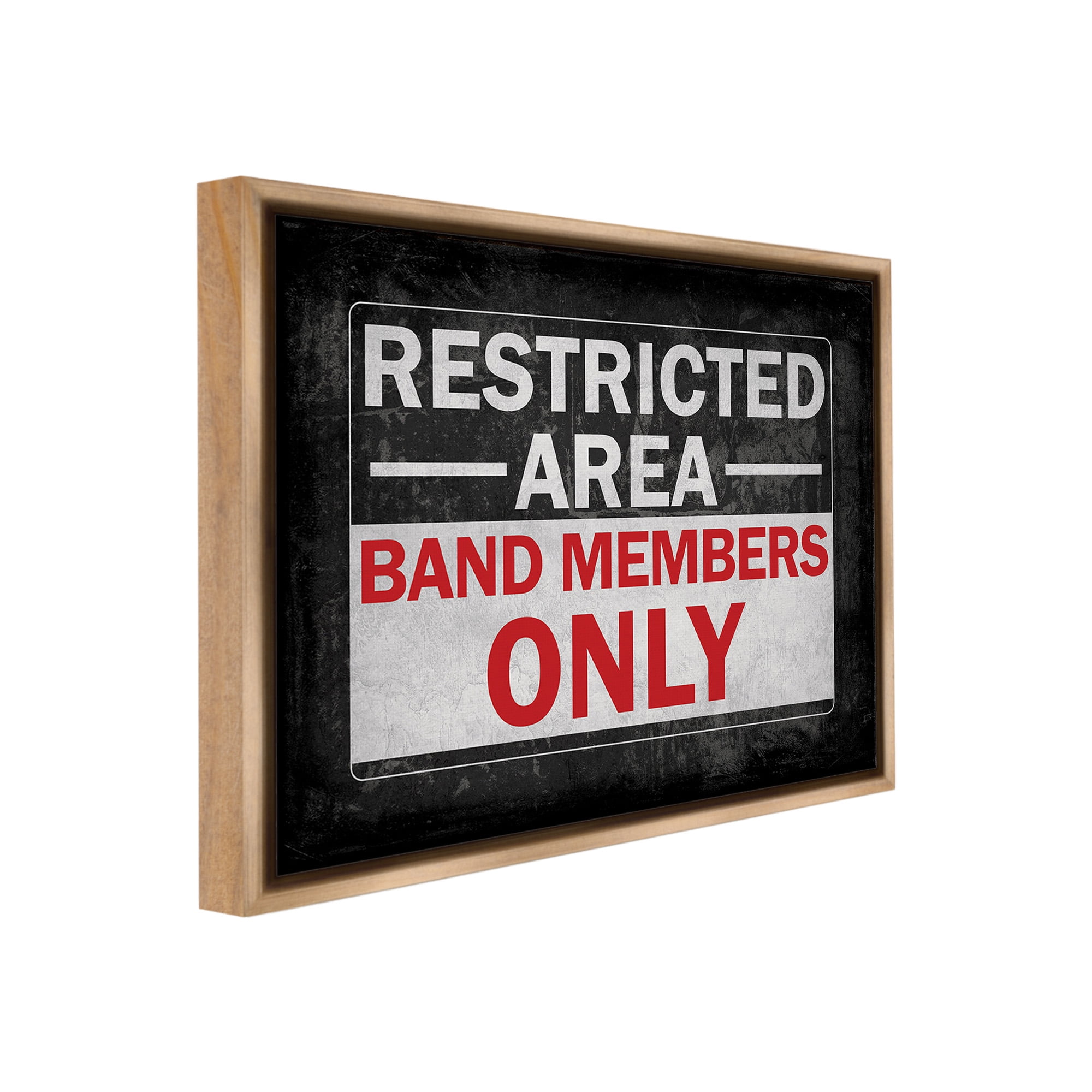Stupell Industries Band Members Only Typography Painting Brown Floater Framed Canvas Art Print Wall Art, 31 x 25