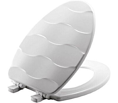 Bemis Mayfair 22EC 000 Round White Molded Wood Toilet Seat w/ Shell Design 