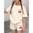 thumbnail image 4 of Grblisyd Girls Outfits Size 10-12 Cute Cherry Print Crew Neck Short Sleeve Tops and Elastic Waist Bike Shorts Set, 4 of 5
