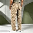 thumbnail image 6 of Cargo Pants for Men Camouflage Print Straight Leg Drawstring Elastic Waist Multiple Pockets Outdoor Pants, 6 of 7