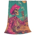 thumbnail image 2 of Honeii Western Desert Skull Cowboy (2) Print Fleece Blanket - Throw Blanket for Bed, Sofa, Couch, Camping, and Travel , Microplush Ultra Soft Warm Blanket-80"x60", 2 of 7