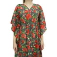 thumbnail image 6 of Bimba Women's Maxi Floral Long Kaftan Dark Gray Caftan Dress Cotton Coverup-14, 6 of 6