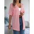 thumbnail image 2 of Summer Cardigan Sweaters for Women Light-Weight Half Sleeve Open Front Cropped Crochet Beach Cover Ups Pink S, 2 of 8