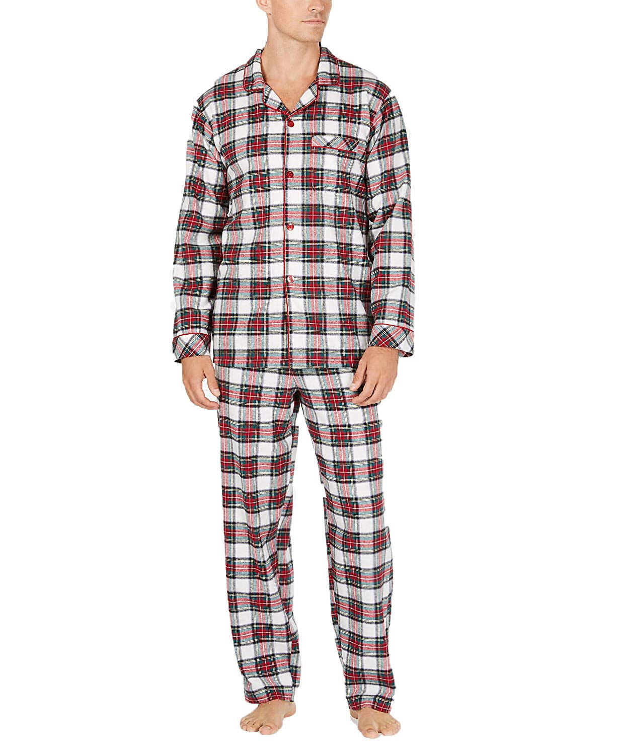 Family Pajamas Men Stewart Plaid Pajama Set White XL - Walmart.com