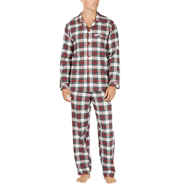 Family PJs - Family Pajamas Men Stewart Plaid Pajama Set White XL ...