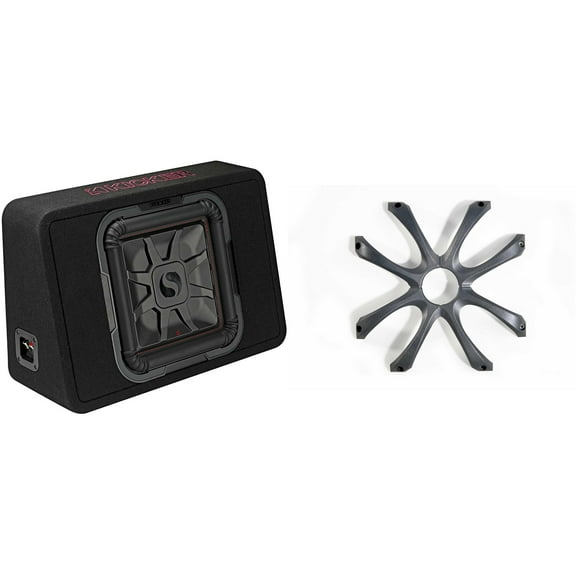 Kicker 46TL7T122 TL7T 12" (30cm) Solo-Baric Subwoofer in Thin Profile Enclosure, 2-Ohm, 600 Watt w/ Cast Aluminum Grill Bundle