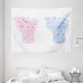thumbnail image 1 of Gender Reveal Decorations Tapestry, Baby Footprints Floral Blooms Heart Icons Stars Surprise, Wall Hanging for Bedroom Living Room Dorm Decor, 80W X 60L Inches, Light Blue and Pink, by Ambesonne, 1 of 2
