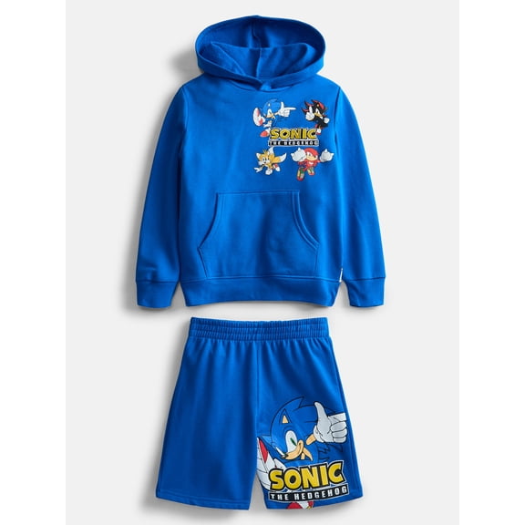 Sega Sonic The Hedgehog Boys Hoodie and Short Set, 2 Piece, Sizes XS 4/5- XXL 18