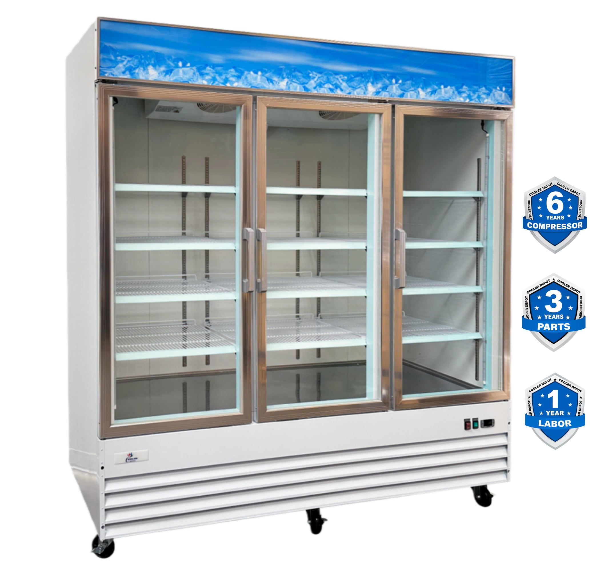 Cooler Depot 53 Cu. Ft. 78.3 Inches 3 Glass Door Commercial Beverage Display Refrigerator