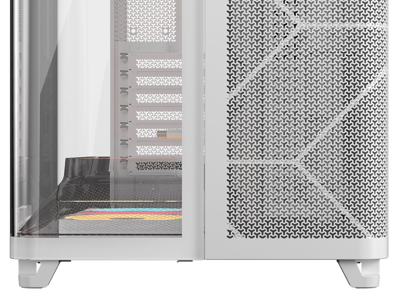 Corsair AIR 5400 LX-R RGB iCUE LINK Triple Chamber Mid-Tower PC Case-White with 3x iCUE LINK LX-R RGB 120mm reverse-rotor fans and System Hub Pre-Installed, BTF Back Plug Motherboard Design