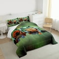 thumbnail image 3 of Homewish Cute Cartoon Frog Queen Comforter Set,Rustic Animal Bedding Sets,Green Orange Bedding Comforter Set For Boys Kids,Luxury Bedroom Decor Reversible,3-Piece, 3 of 8