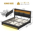 thumbnail image 4 of King Bed Frames with Storage Headboard & 4 Drawers, LED King Bed Frame with Charging Station, Leather Upholstered Platform Bed Frame with Curved Lines, No Box Spring Needed, Black, 4 of 9