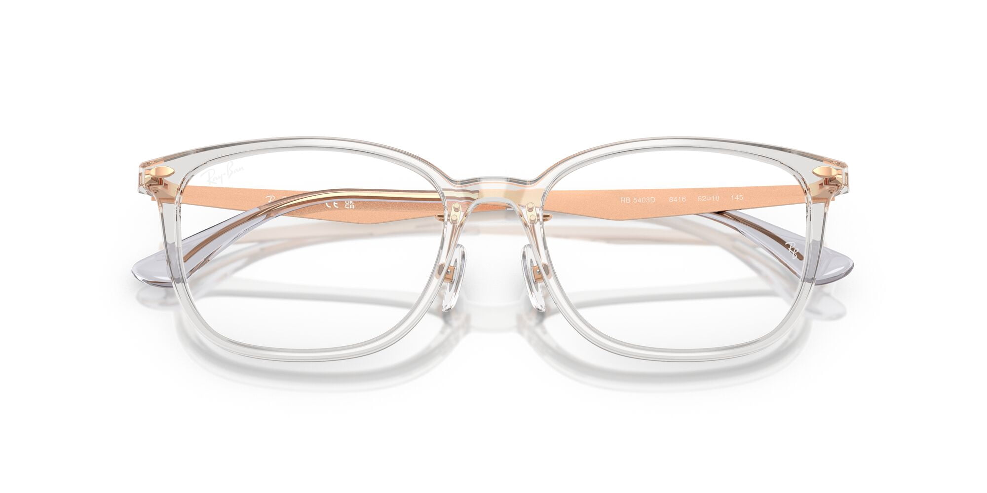 Ray-Ban Unisex Size 54 Pillow RB5403D Optics Prescription Eyeglasses with Case, Transparent Gray/Demo Lens