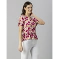 thumbnail image 4 of Moomaya Womens Printed Viscose Top, Ruffled, V-Neck, Elbow Sleeves Loose-Fit Summer Tops, 4 of 7