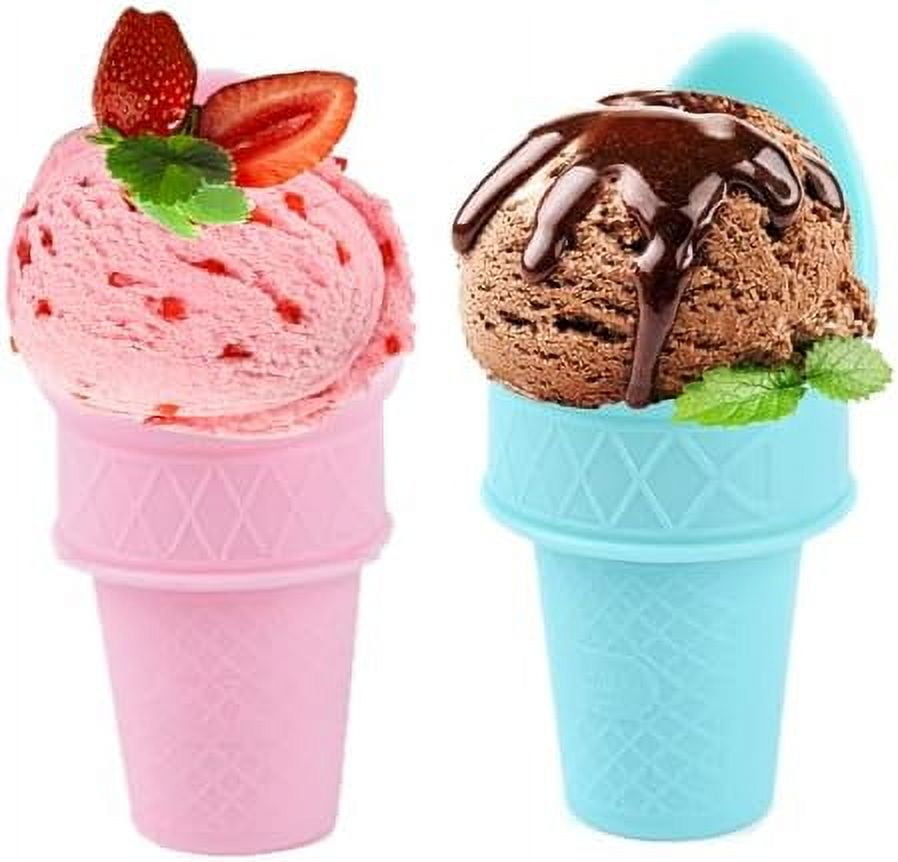 Ice Cream Cone Holder - Ice Cream Cone Scoop, Mini Ice Cream Cones Reusable, 2024 New Plastic Cone Shaped Ice Cream Scoop, Food Grade Ice Cream Snow Cone Rack for Birthday Party Wedding (4pc) 4pc 4pc