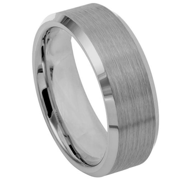 Tungsten Brushed Center High Polish Beveled Edge 8MM Band Ring Size 5.5