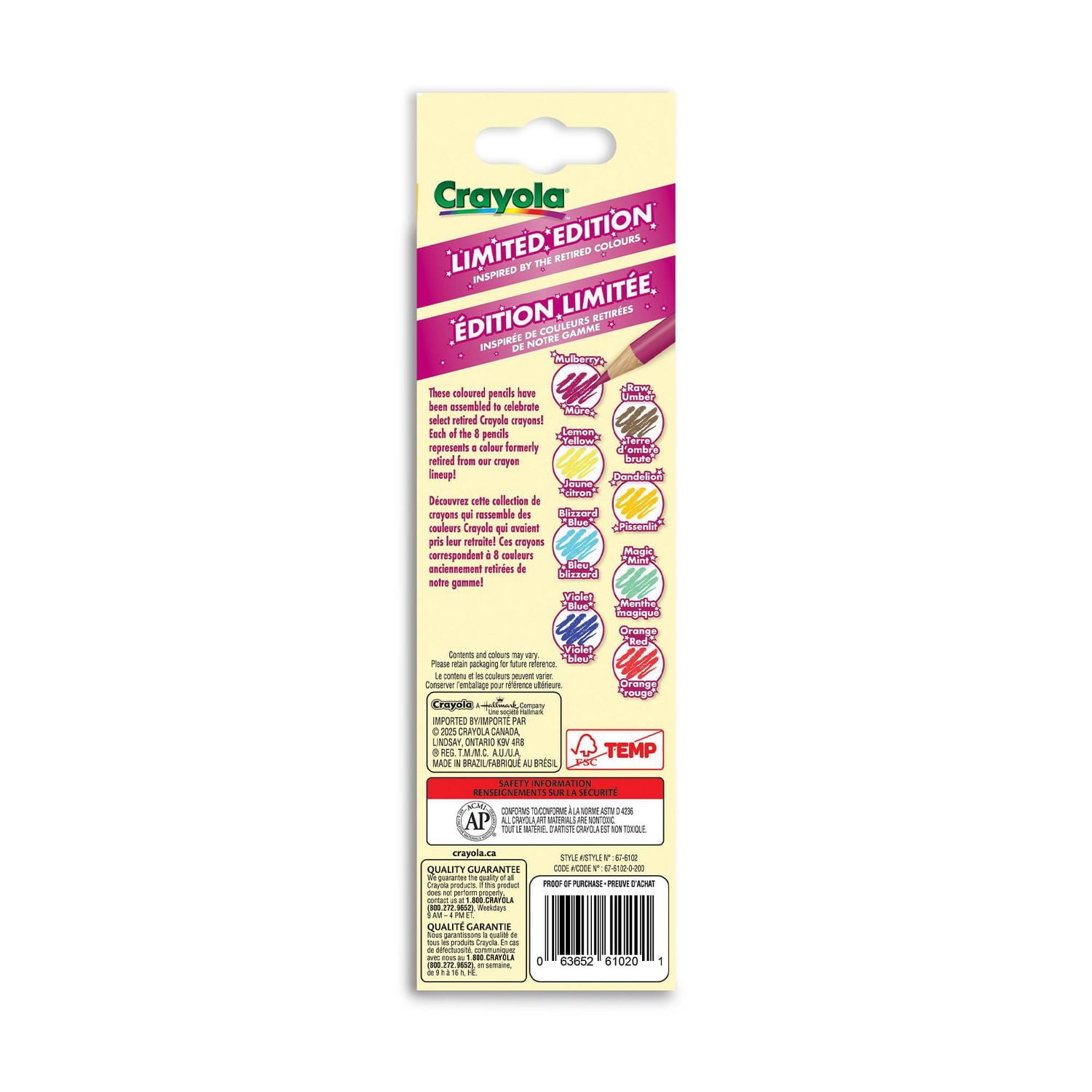 Crayola Limited Edition Coloured Pencils, 8 Count