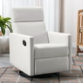 thumbnail image 2 of Modern Upholstered Rocker Nursery Chair Plush Seating Glider Swivel Recliner Chair, Beige, 2 of 8