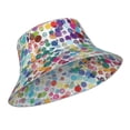 thumbnail image 2 of Kll Colorful Watercolor Dots Bucket Hat For Women Men Packable Travel Beach Sun Hat Outdoor Rave Accessories Reflective Fisherman Cap, 2 of 9