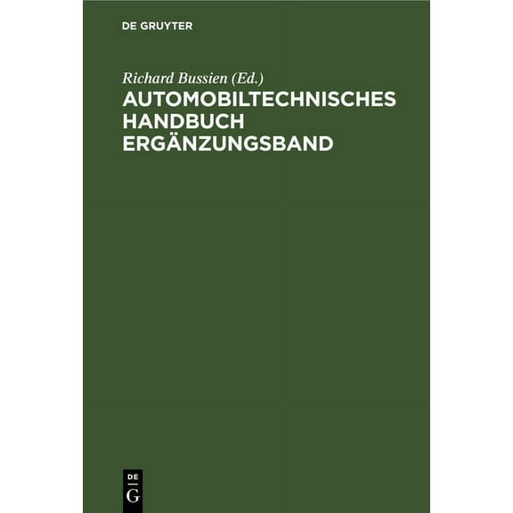 Automobiltechnisches Handbuch Ergänzungsband (Hardcover)